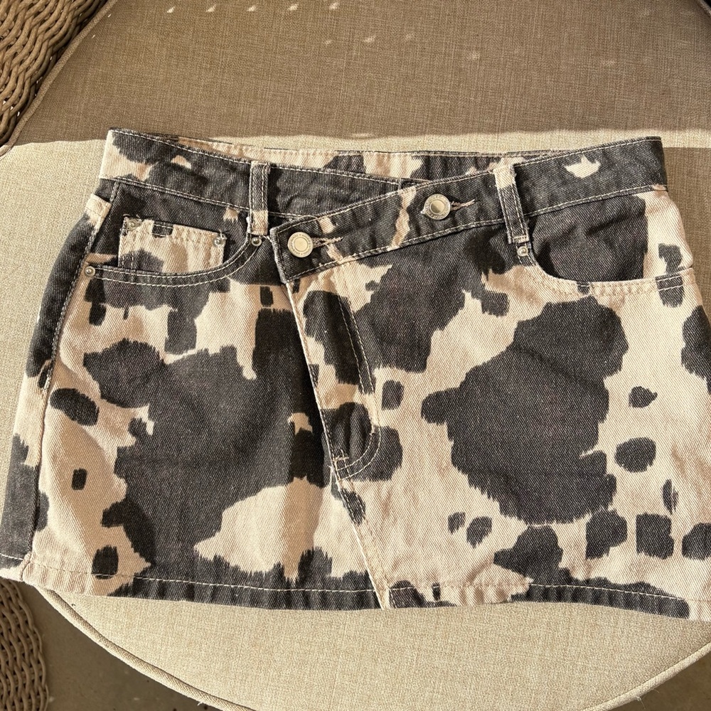 Cow Print Micro Denim Women's Skirt